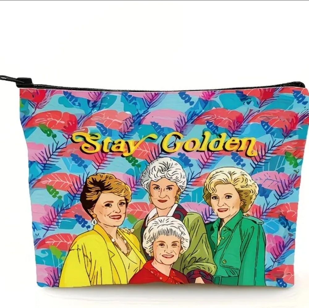 NWT! Golden Girls Stay Golden Lightweight Floral Print Travel Make Up Pouch NEW